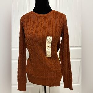 Cable Knit Sweater in Rust by St John’s Bay.